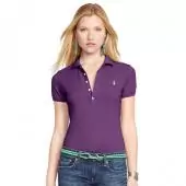 ralph lauren custom fit femme tee shirt deep purple button small pony